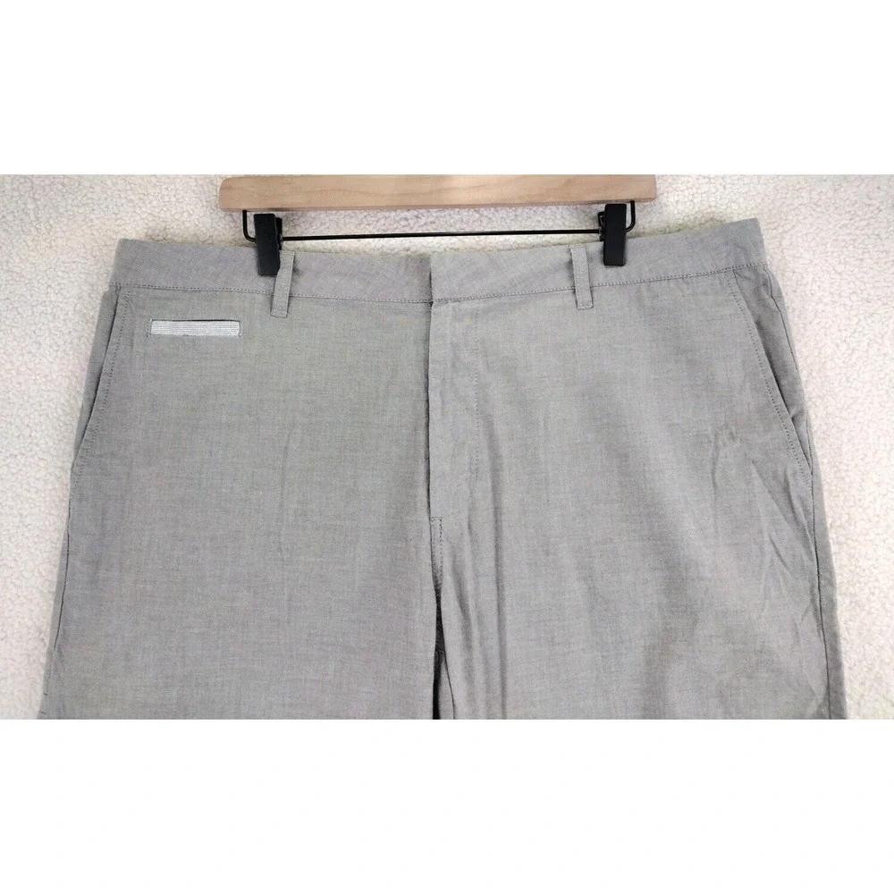 Linksoul Mens‎ 40 Gray Flat Front Performance Shorts Cotton Spandex Golf Casual
